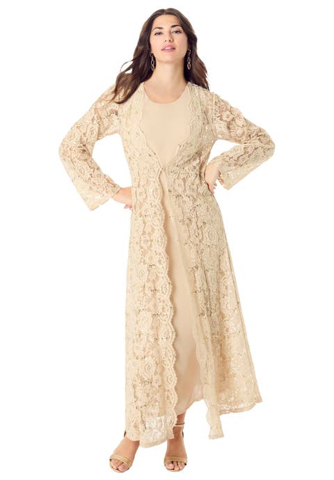 Lace Jacket Maxi Dress Set