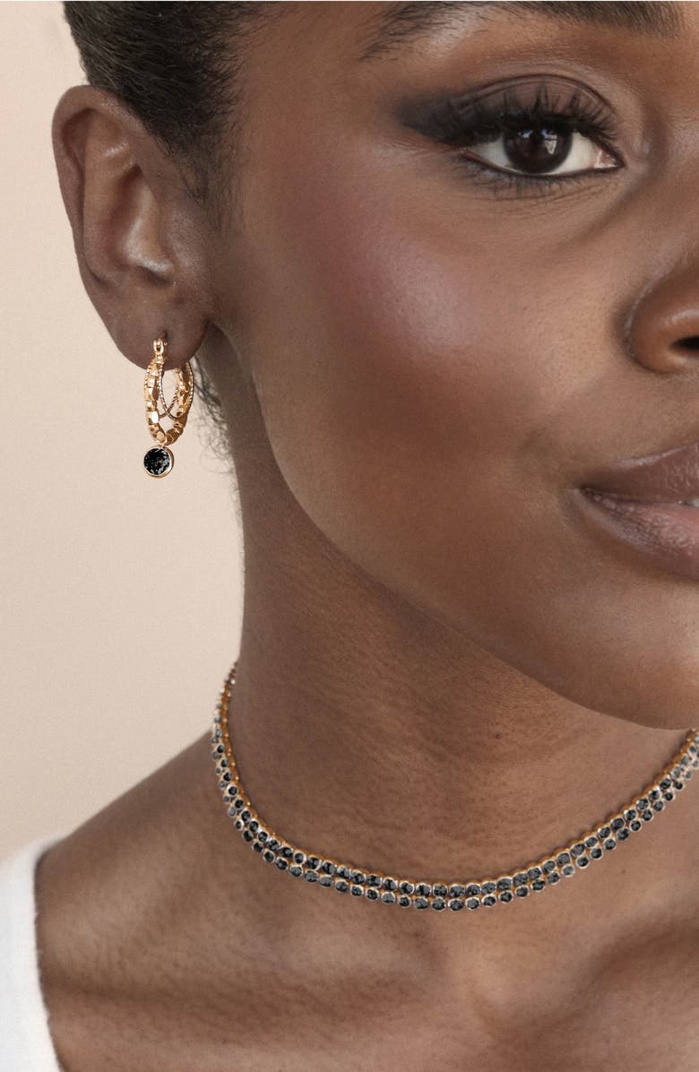 Ettika Crystal Sparkle Choker Necklace, Alternate, color, Black