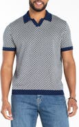 Liverpool Los Angeles Geo Pattern Johnny Collar Polo Sweater