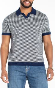 Liverpool Los Angeles Geo Pattern Johnny Collar Polo Sweater