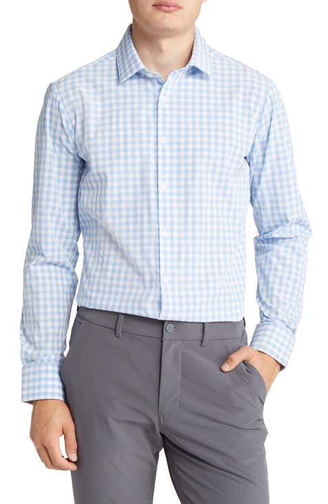 MIZZEN + MAIN Leeward Hampton high quality Shirt Trim Fit Gingham Blue White Button Down XXL