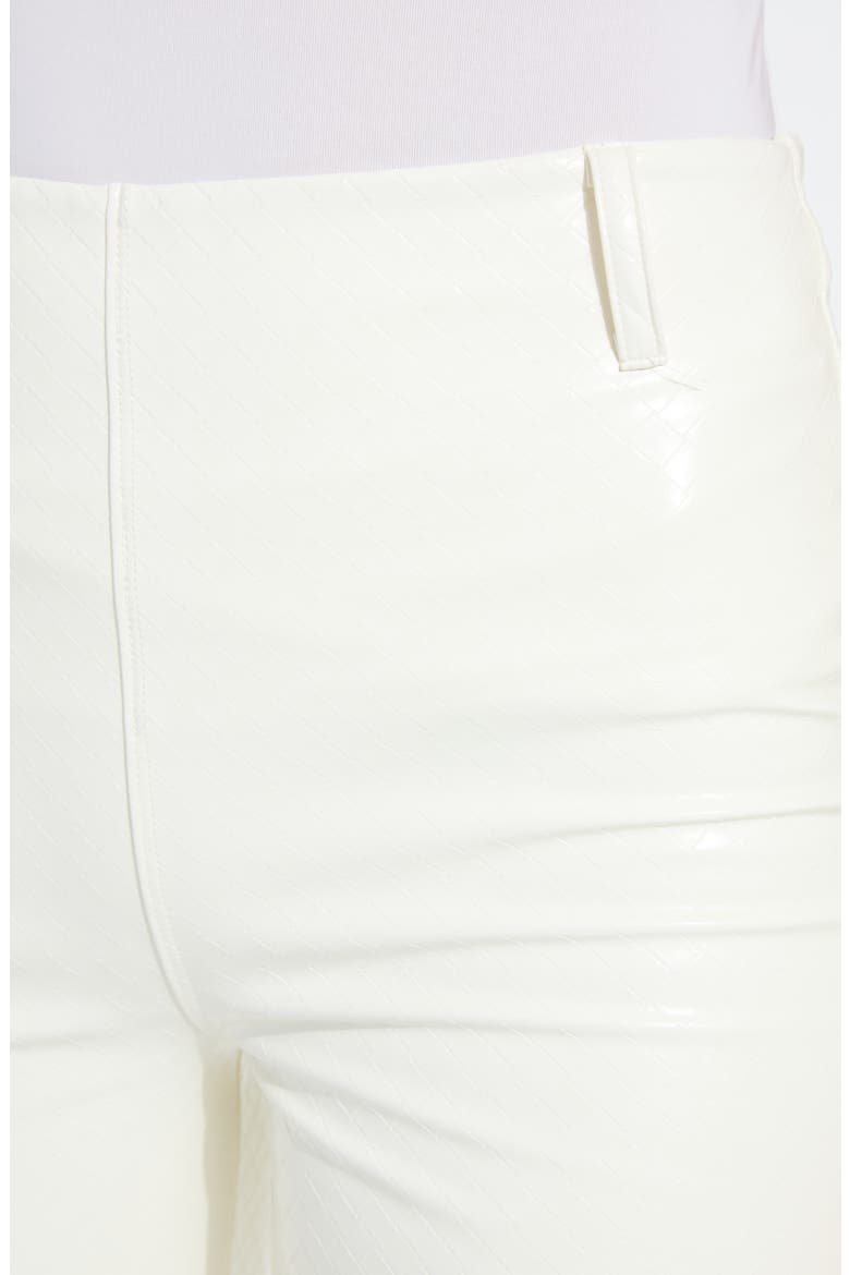 Amara Flare Faux Leather Pants, Alternate, color, SNOW WHITE WICKER TEXTURE