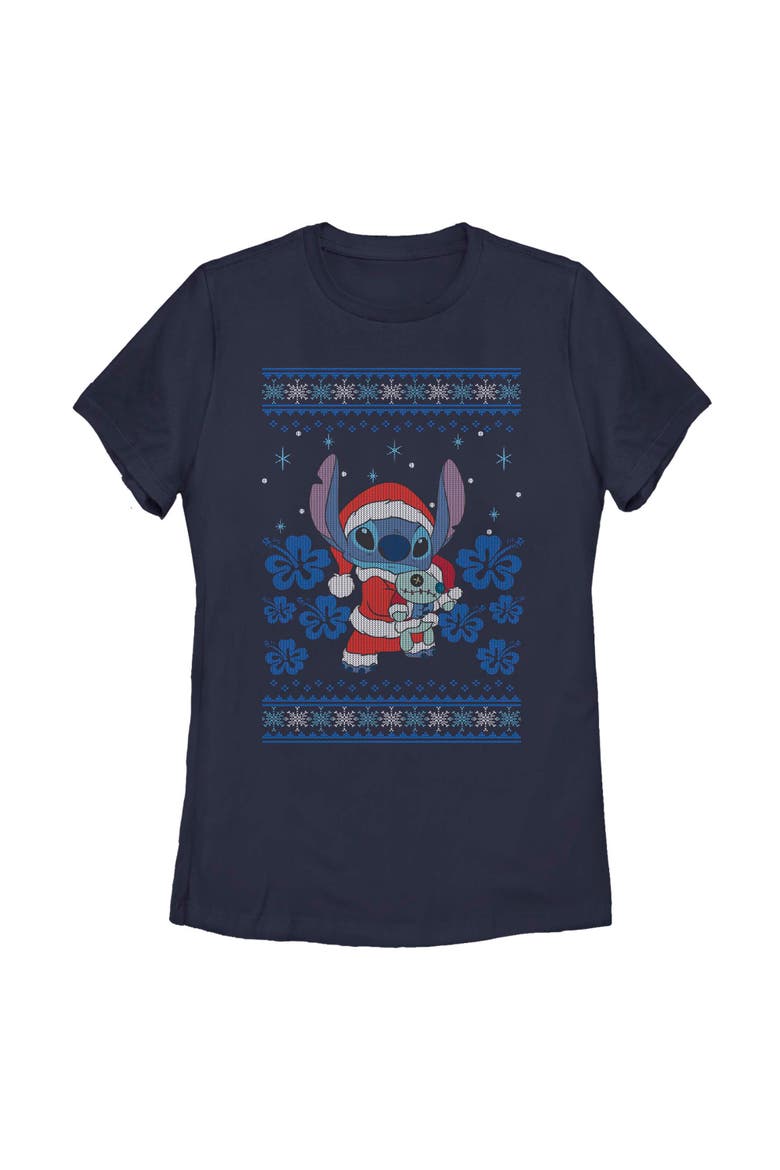 Women's Lilo & Stitch Christmas with Scrump  Graphic T-Shirt, Main, color, Navy Blue