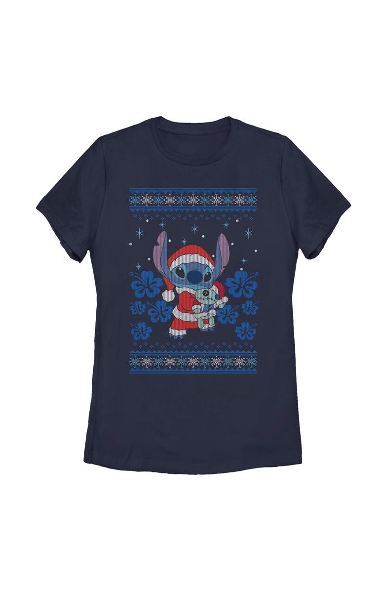 Lilo & Stitch Women's Lilo & Stitch Christmas with Scrump  Graphic T-Shirt, Main, color, Navy Blue