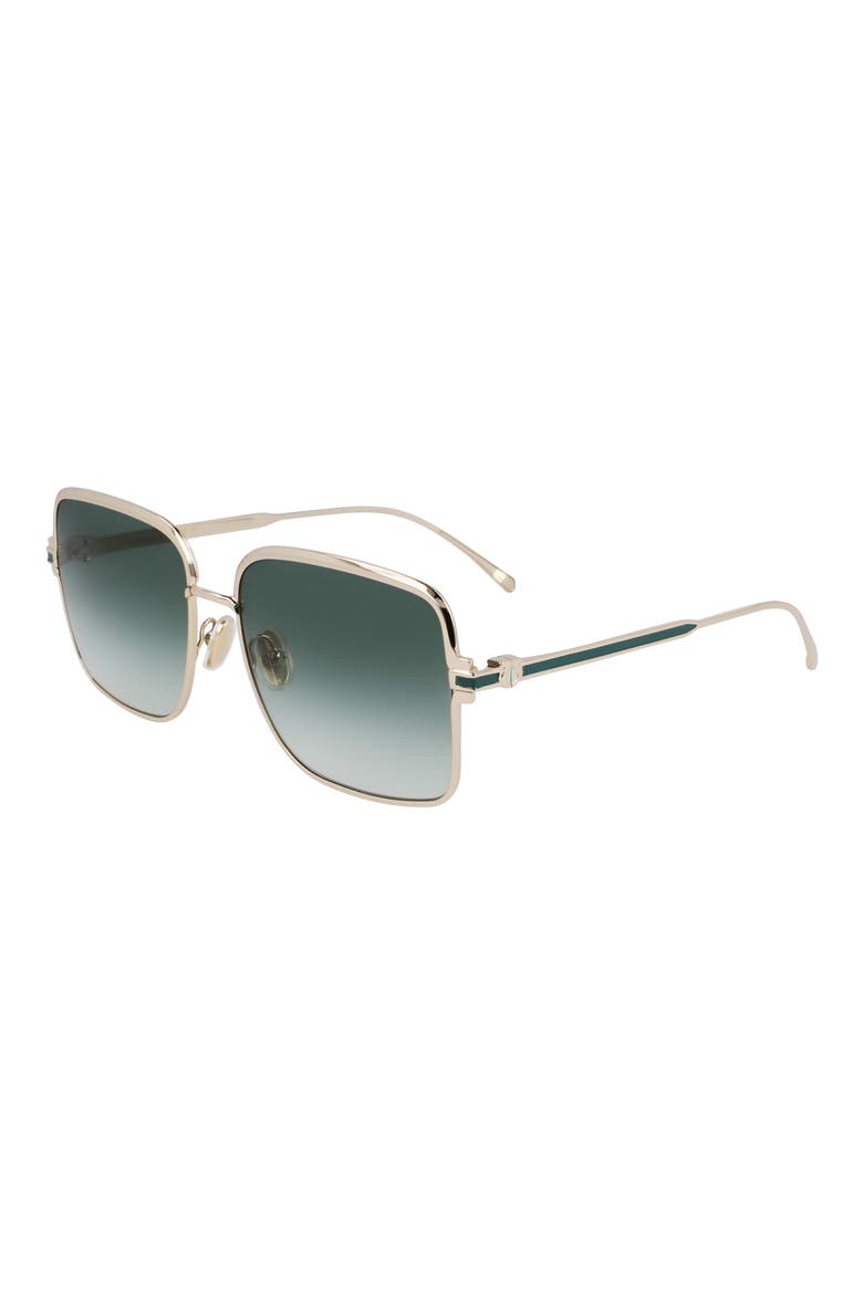 Gancini 57mm Modified Rectangular Sunglasses, Alternate, color, GOLD/ GREEN GRADIENT