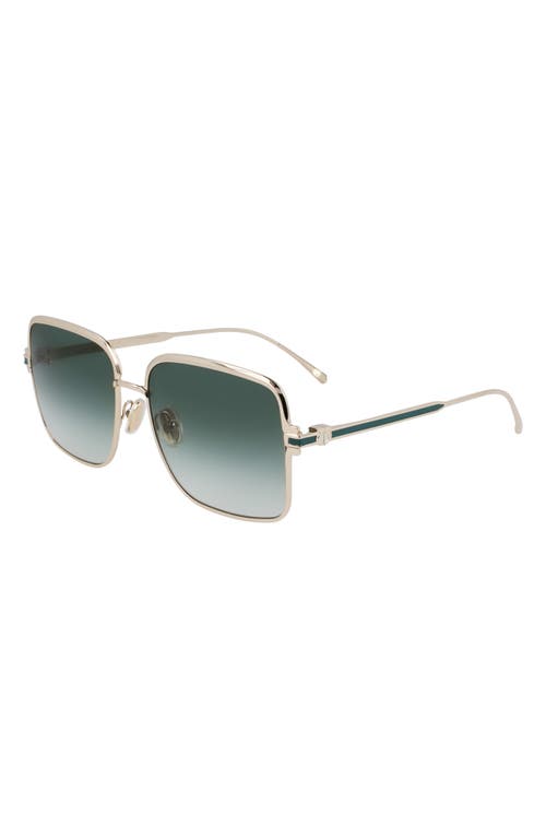 Ferragamo Gancini 57mm Modified Rectangular Sunglasses In Gold/green Gradient