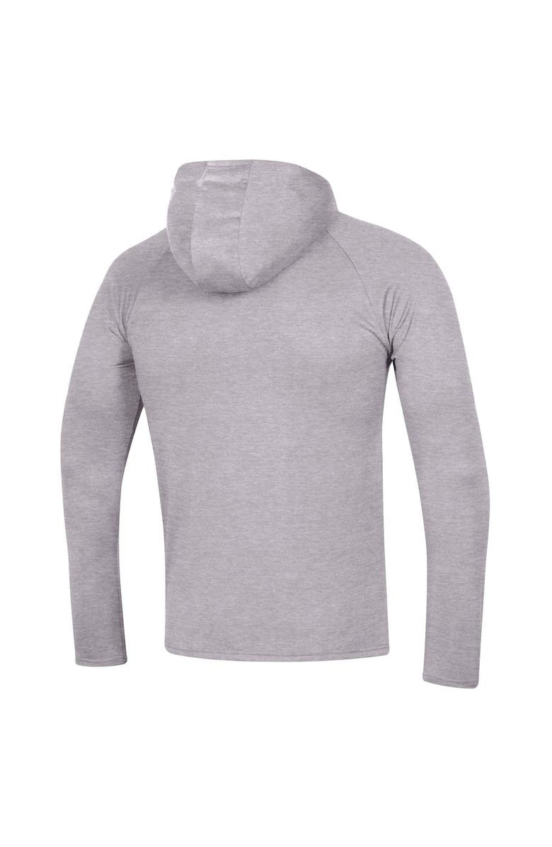 Under Armour Men's Under Armour Heather Gray Maryland Terrapins School Logo Raglan Long Sleeve Hoodie Performance T-Shirt, Alternate, color,