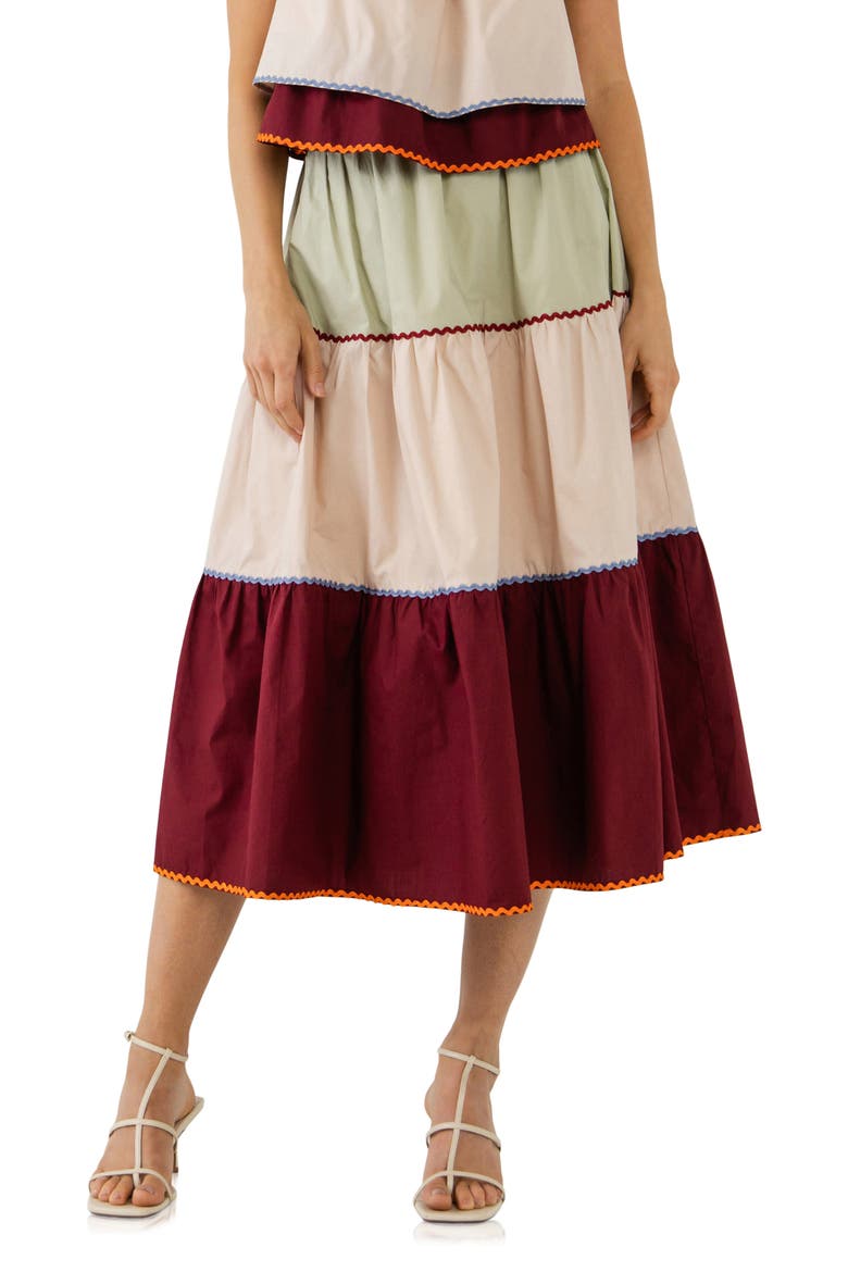 Colorblock Midi Skirt, Main, color, MULTI