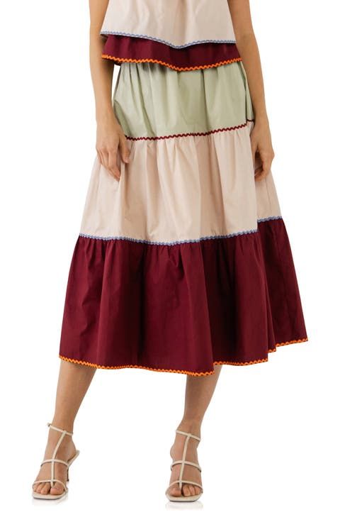 Colorblock Midi Skirt