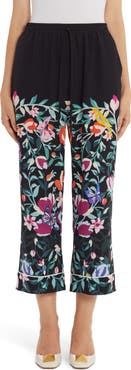 Valentino Flower Garden Print Silk Crêpe de Chine Pants
