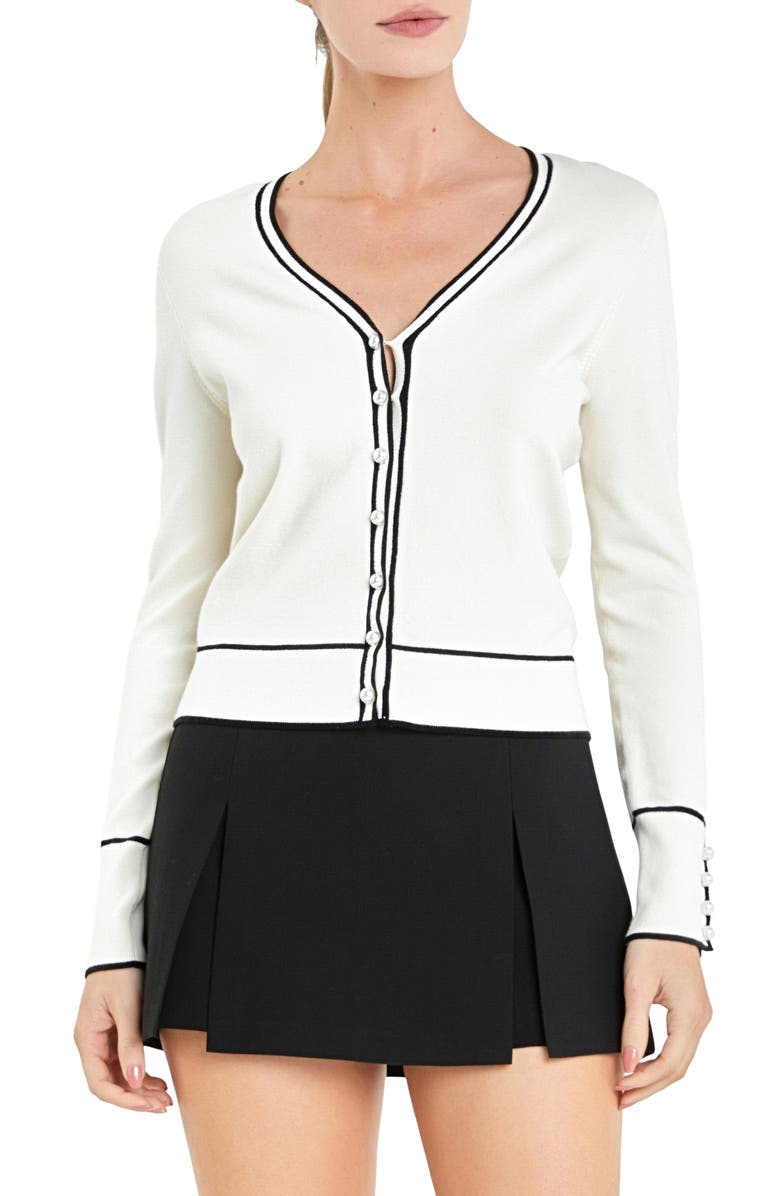 English Factory Contrast Trim Cardigan, Main, color, 