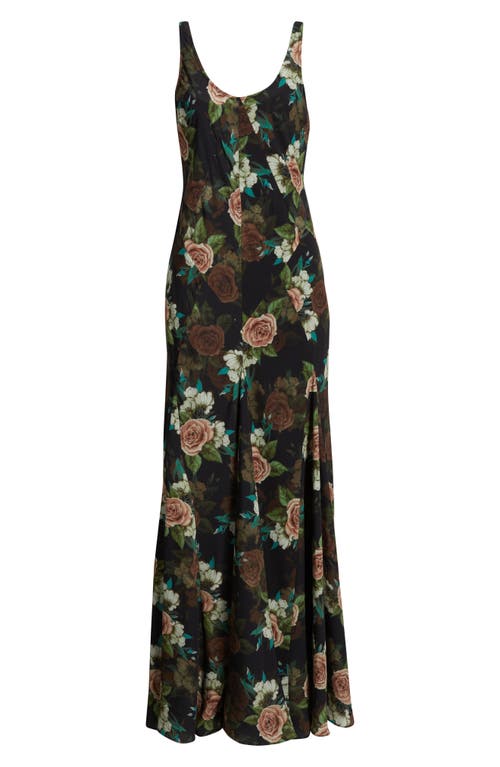 Lulus Helena Floral Maxi Cocktail Slipdress In Black