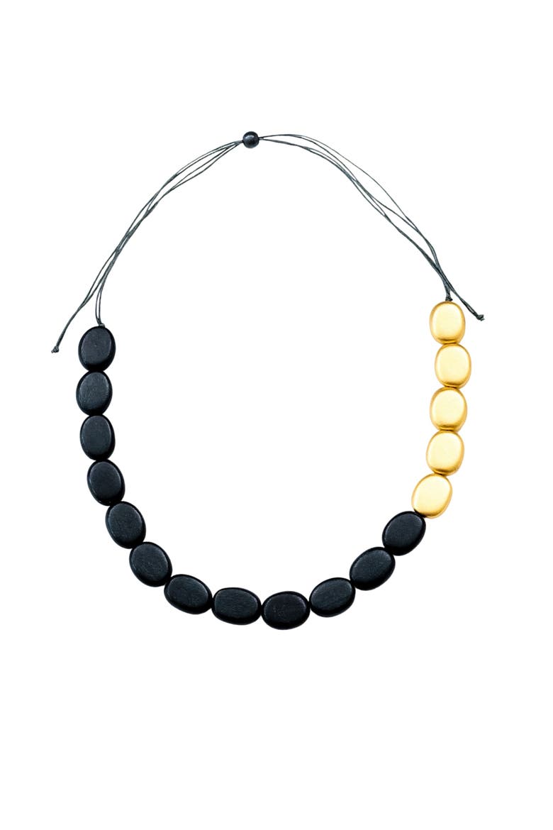 Guija Wooden Necklace, Main, color, Charcoal & Gold