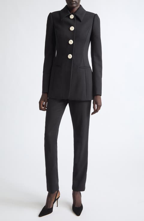 Stretch Wool Cigarette Pants
