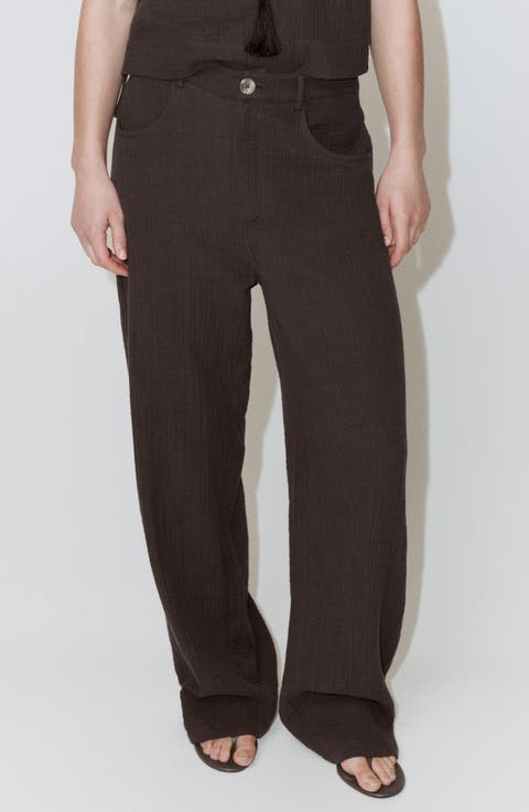 Crinkled Cotton Balloon Pants