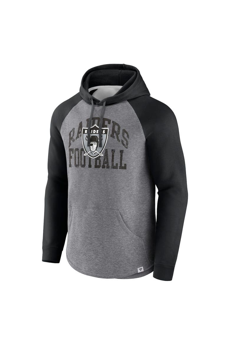 Men's Fanatics Branded Heather Gray Las Vegas Raiders Favorite Arch Raglan Pullover Hoodie, Alternate, color, Heather Gray