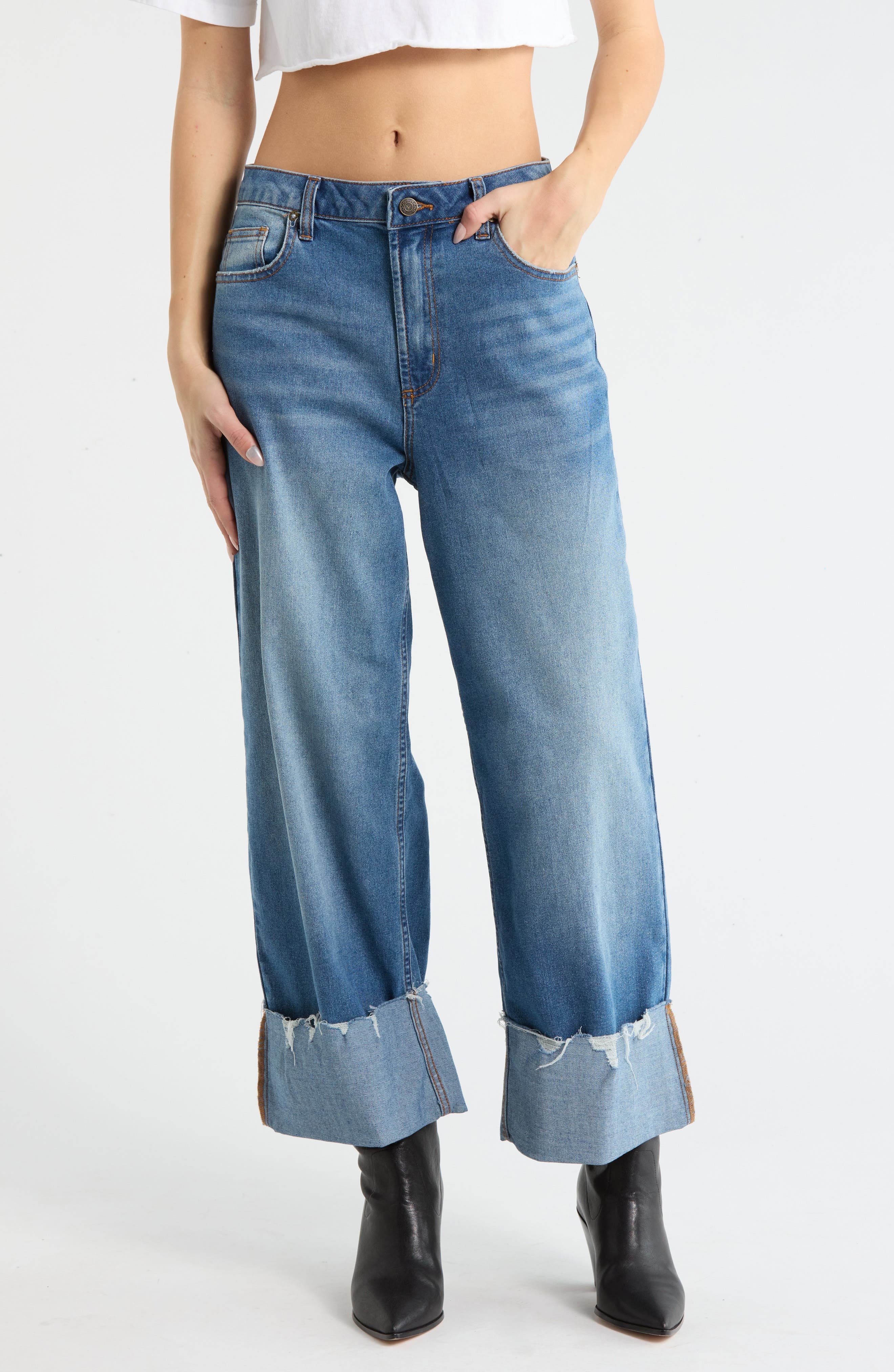 Vigoss Cuffed Wide Leg Jeans
