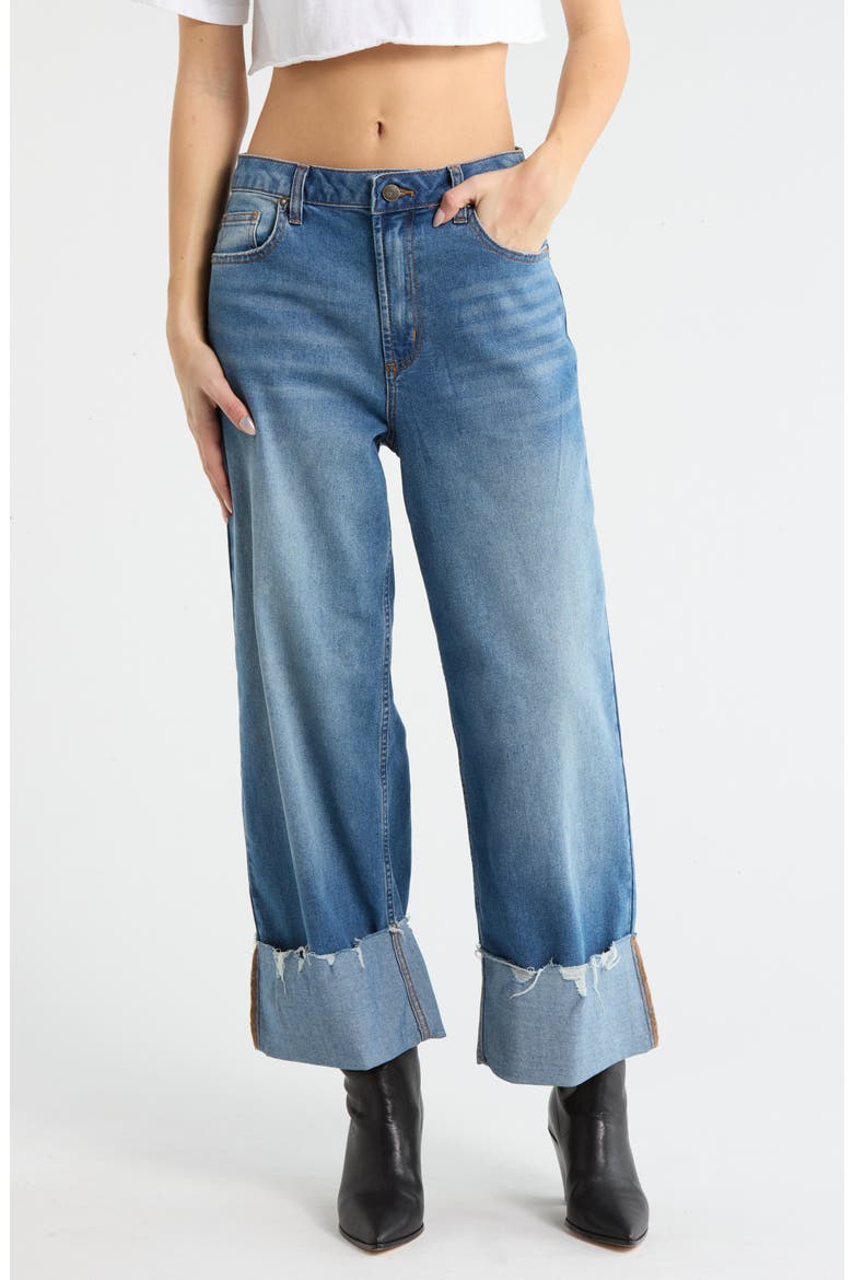 Cuffed Wide Leg Jeans, Main, color, MEDIUM WASH
