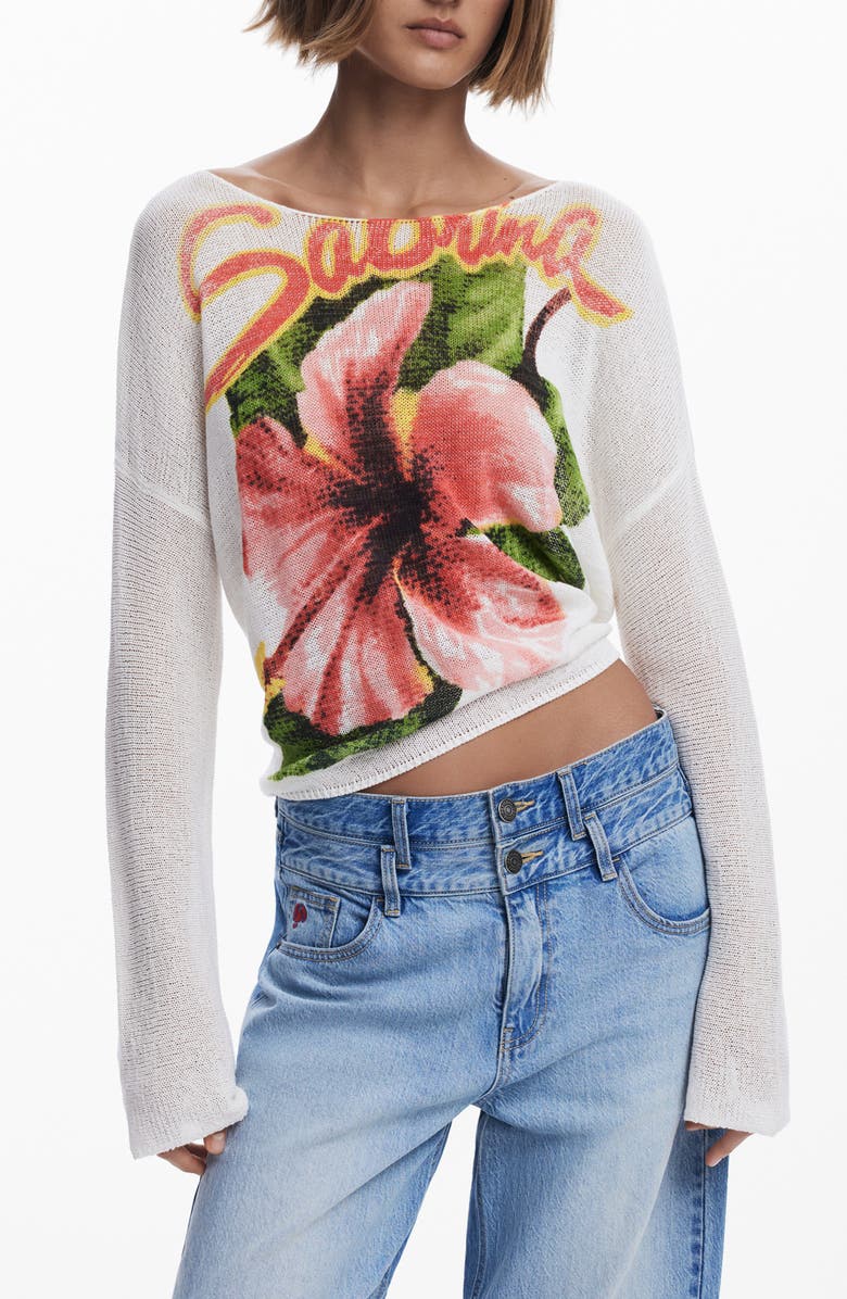 Desigual Fine Knit Sweater, Main, color, Light Beige