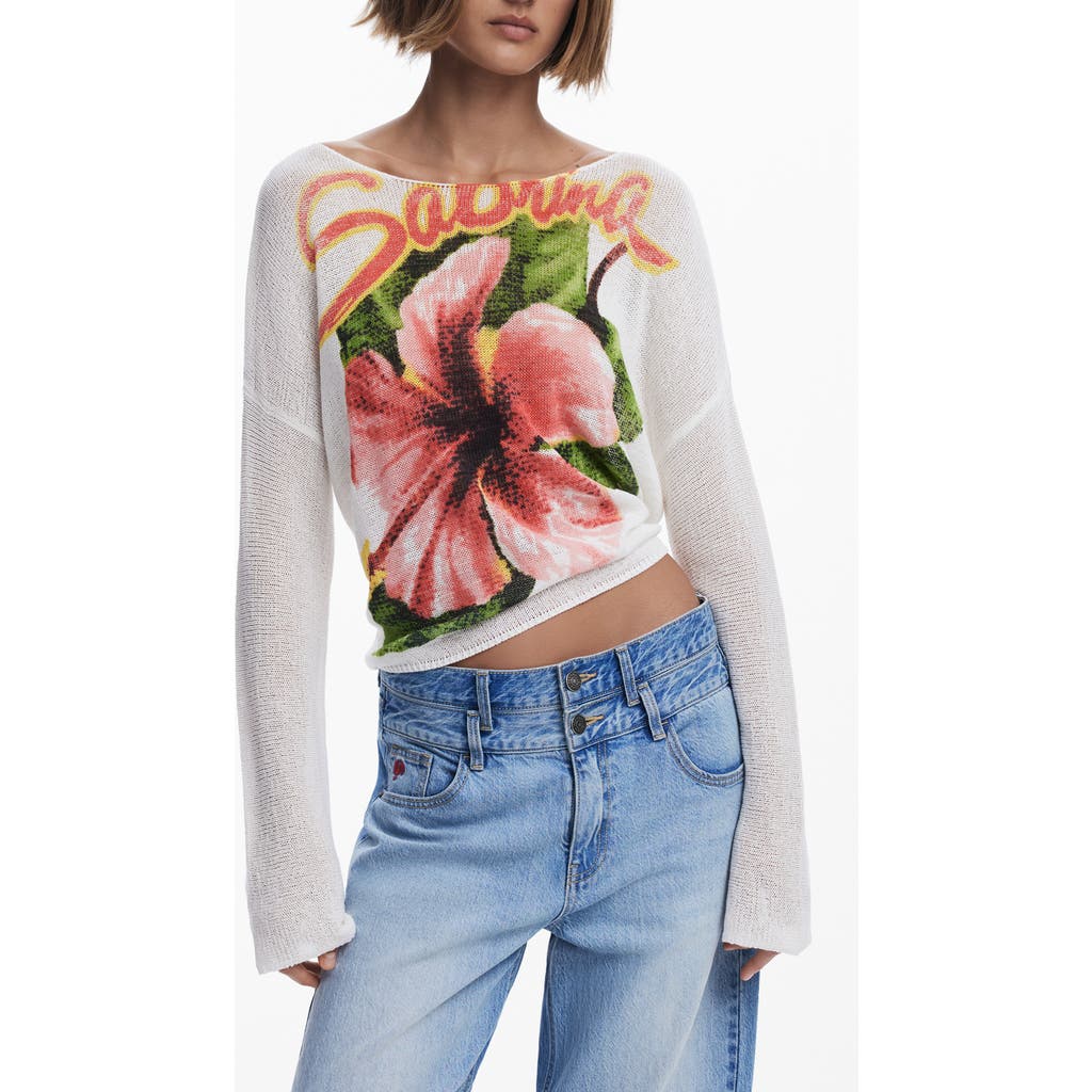 Desigual Fine Knit Sweater In Light Beige