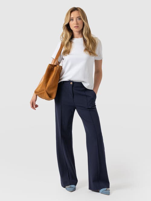 Saint + Sofia Cambridge Tailored Wide Leg Pant In Blue