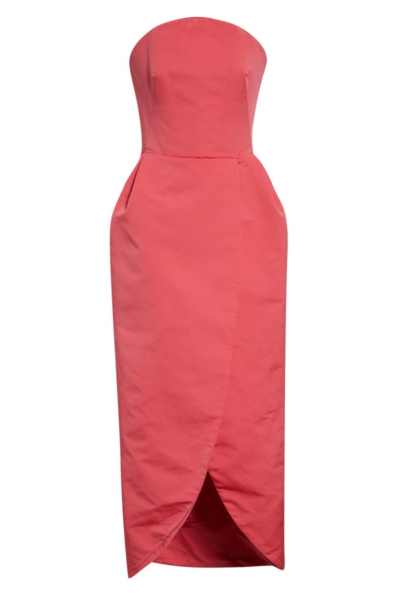 Strapless Faille Gown, Alternate, color, GUAVA