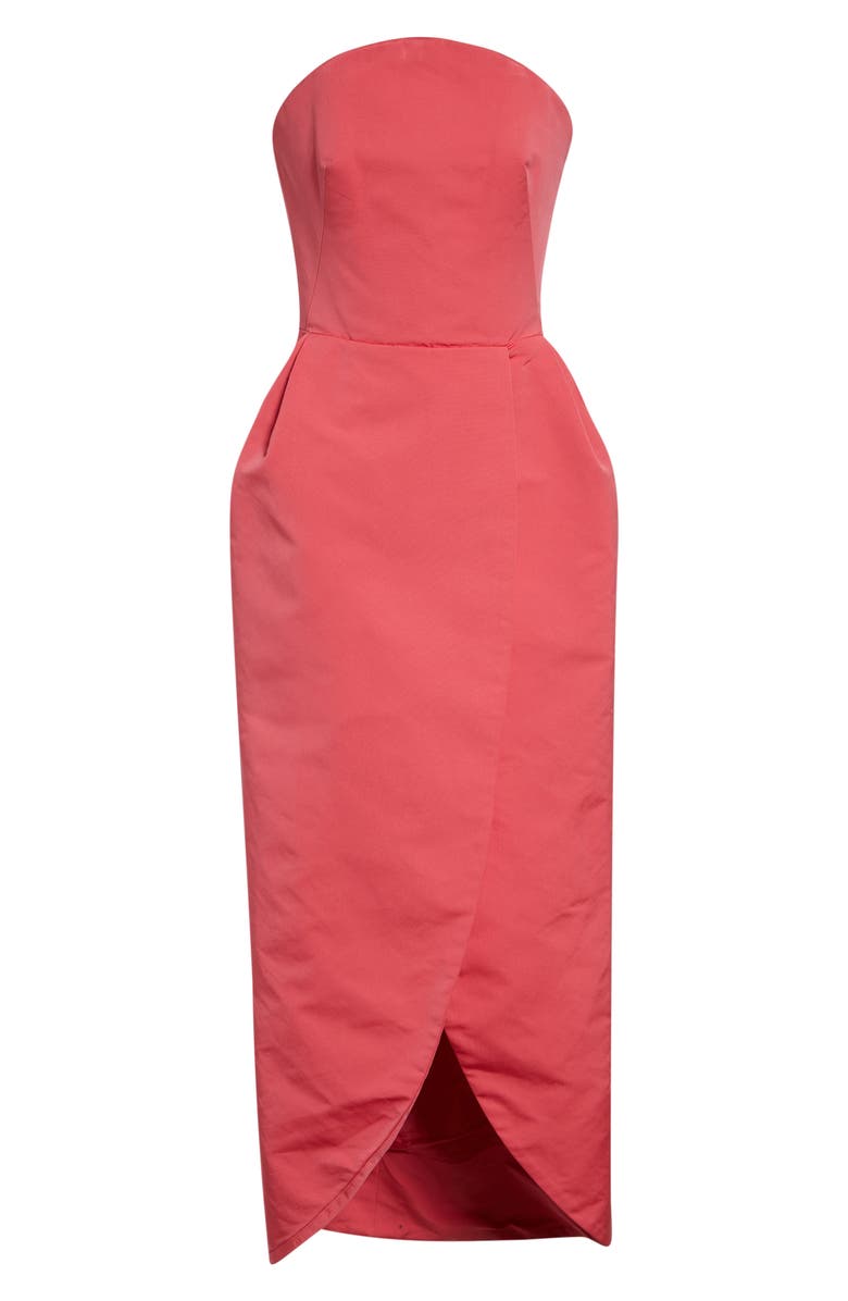 Oscar de la Renta Strapless Faille Gown, Main, color, Guava