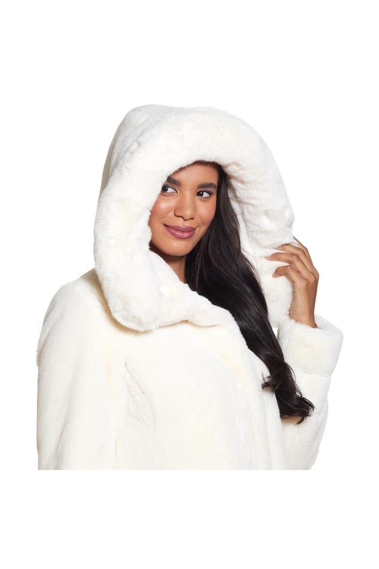Hooded Faux Fur Coat, Alternate, color, CREAM