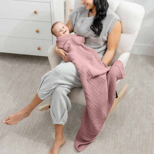 Comfy Cubs Baby Muslin Blanket In Mauve