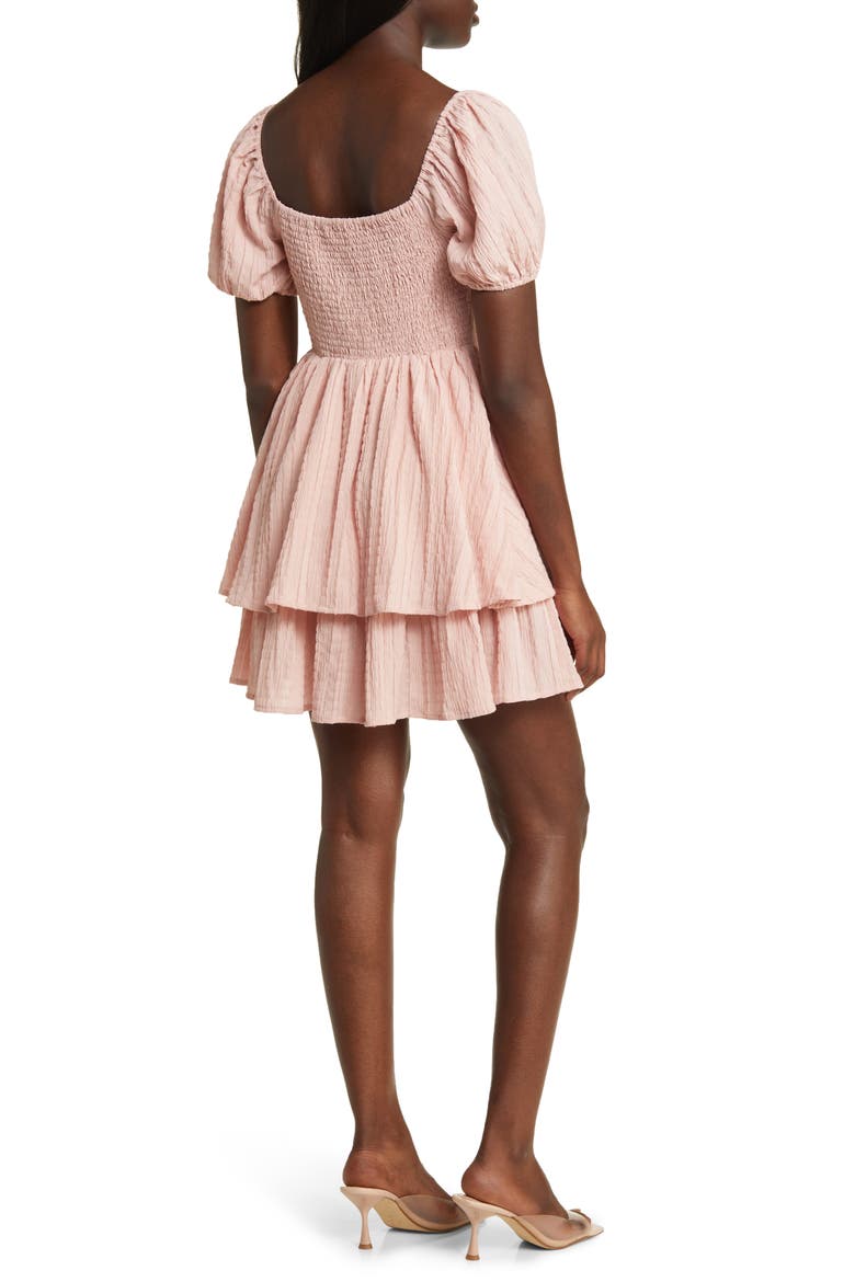 Crinkle Tiered Minidress, Alternate, color, BLUSH