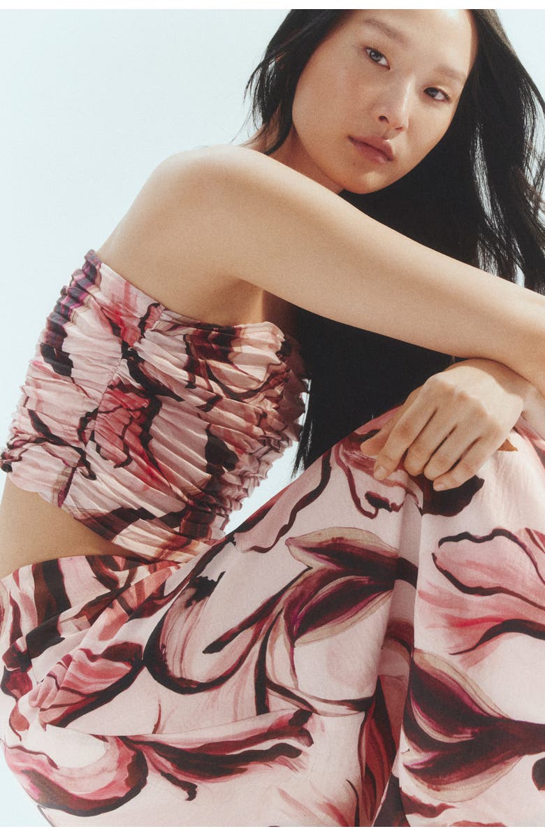 H&M Cropped Bandeau Top, Alternate, color, Light Pink/Floral