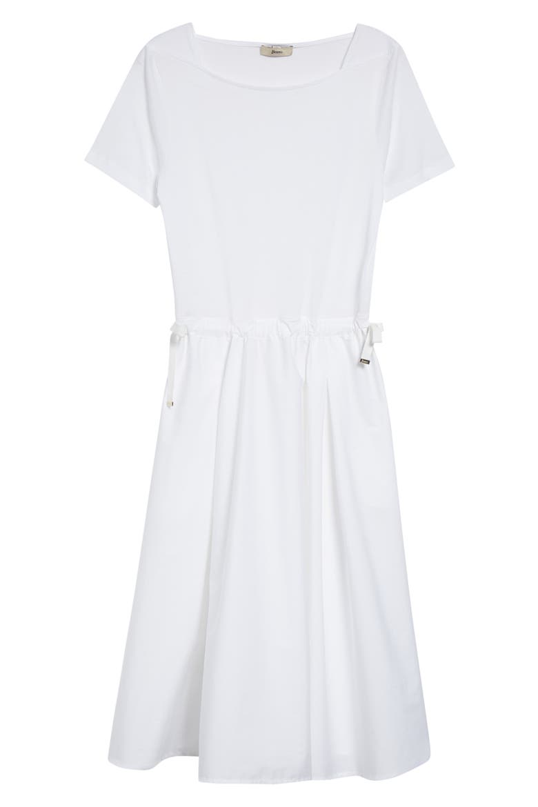 Mixed Media Drawcord Waist Dress, Alternate, color, WHITE