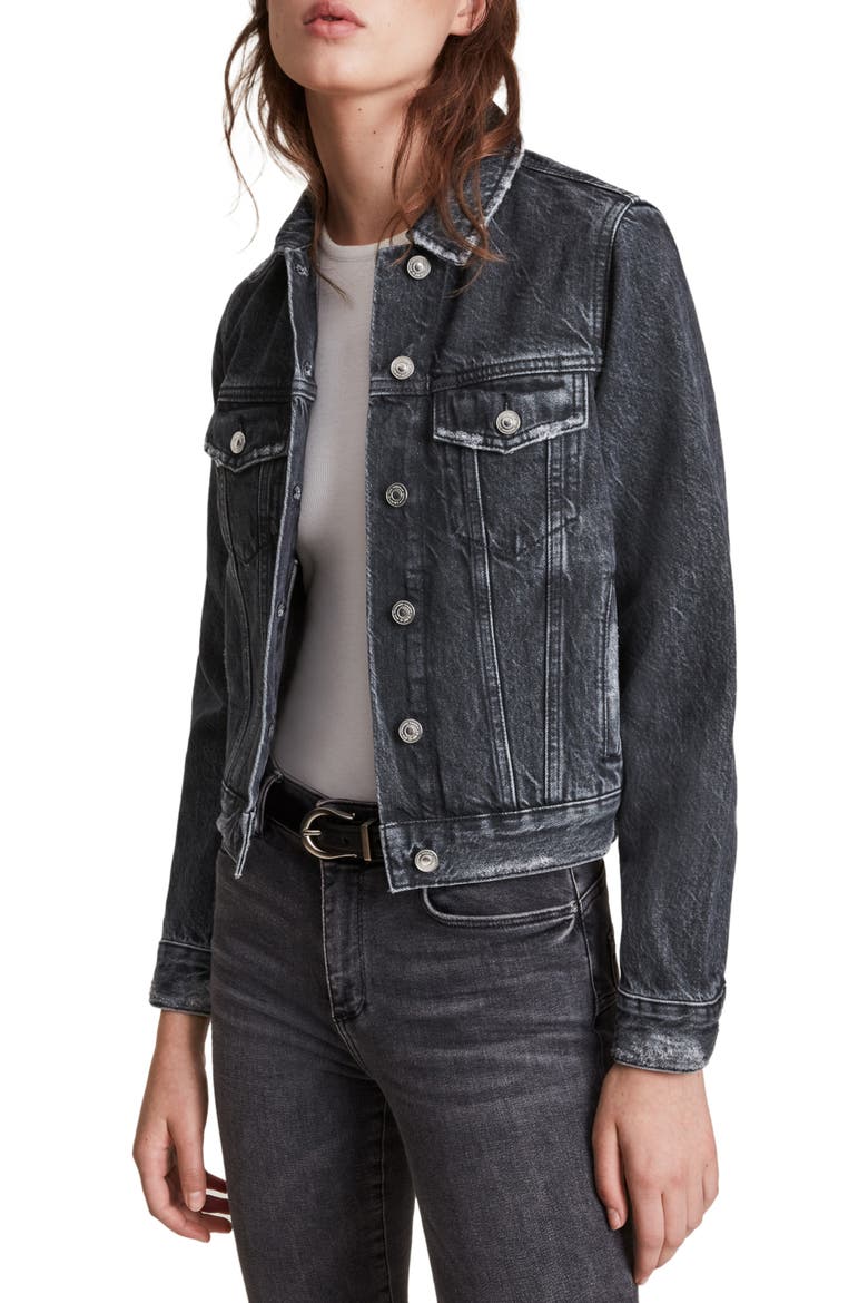 Women's Hay Distressed Denim Jacket, Main, color, WASHED BLACK