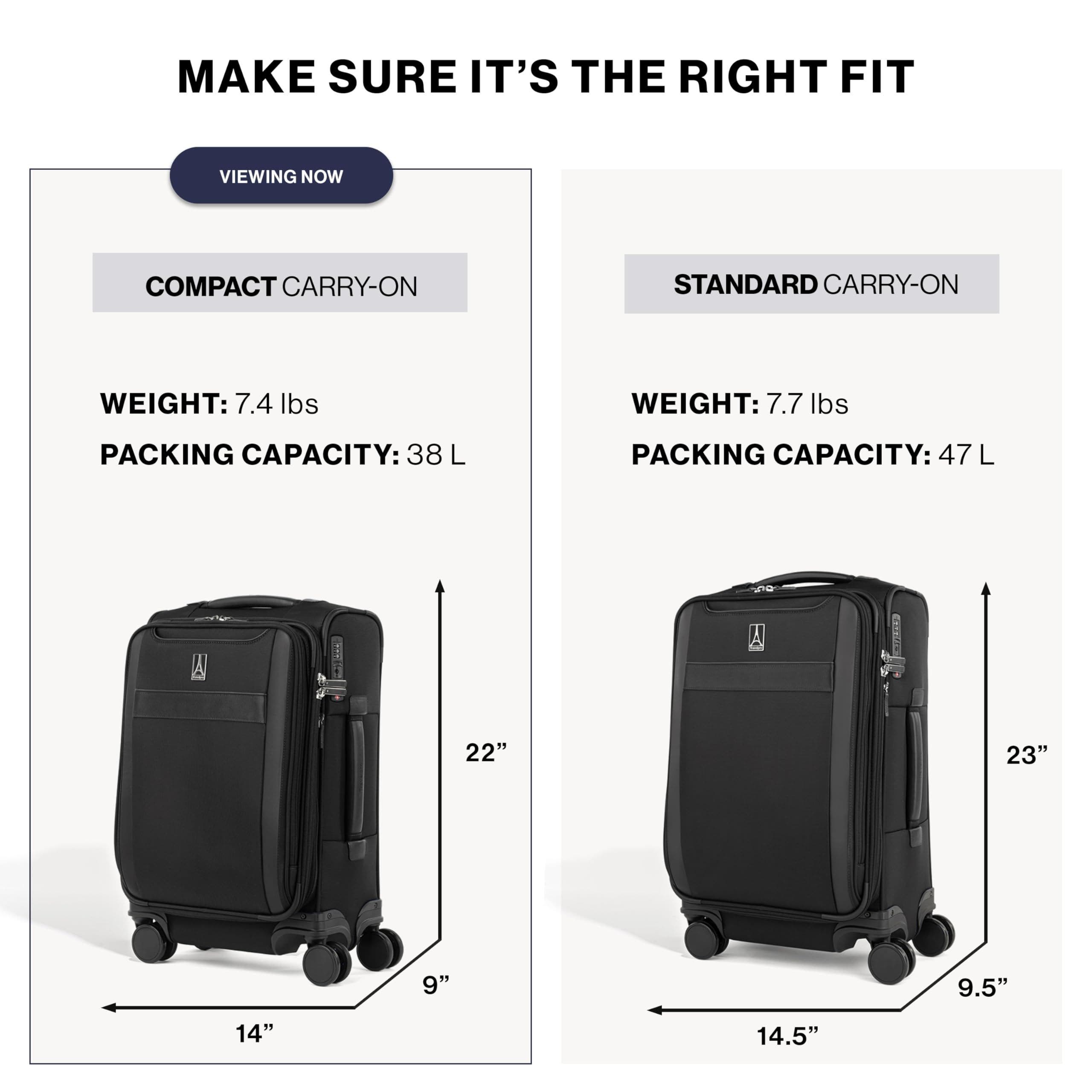 TRAVELPRO Versapack + Lightweight Softside Expandable 20" Compact Carry On Spinner Luggage, Alternate, color, Black