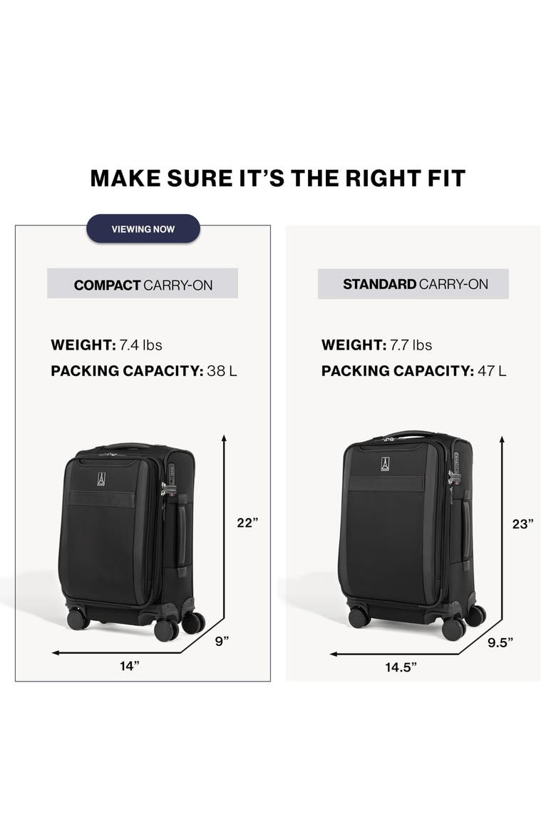 Versapack + Lightweight Softside Expandable 20" Compact Carry On Spinner Luggage, Alternate, color, Black