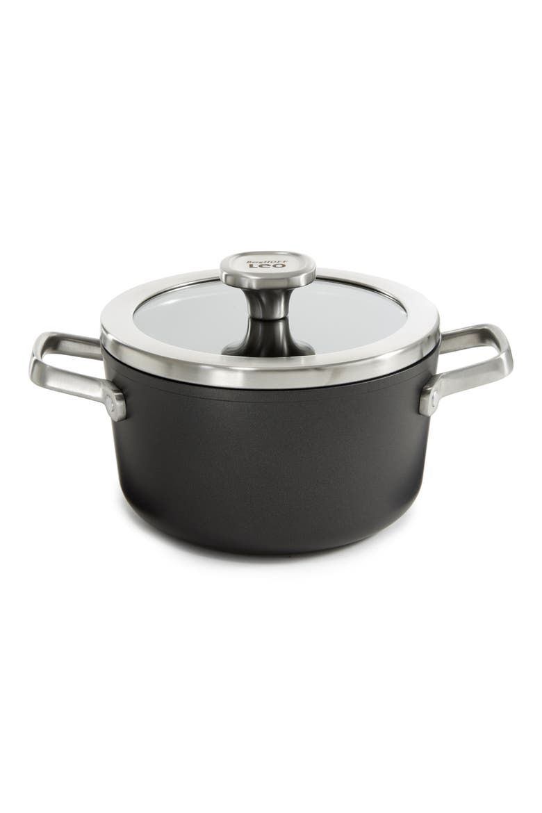 Leo Graphite 8-Quart Stock Pot, Main, color, BLACK