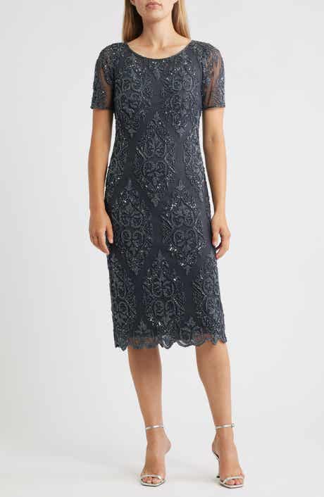 Pisarro Nights Beaded Cocktail Midi Dress