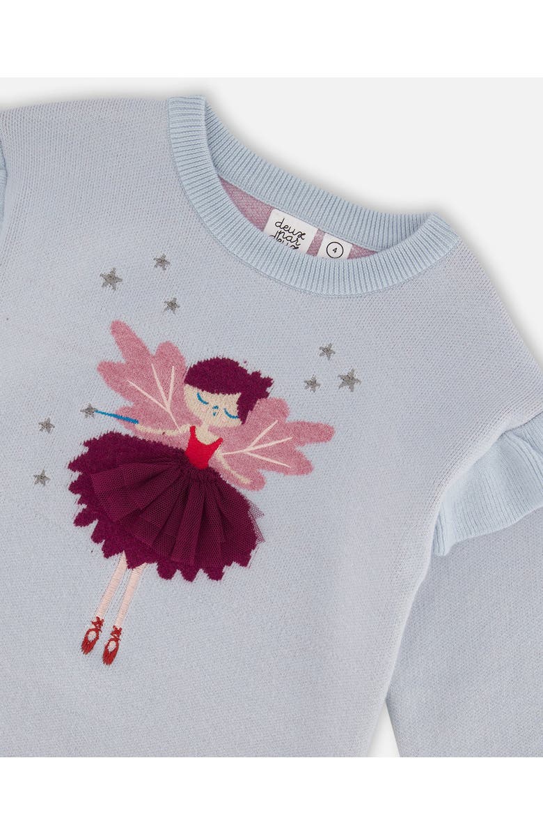 Deux par Deux Girl's Intarsia Knit Dress Light Blue, Alternate, color,