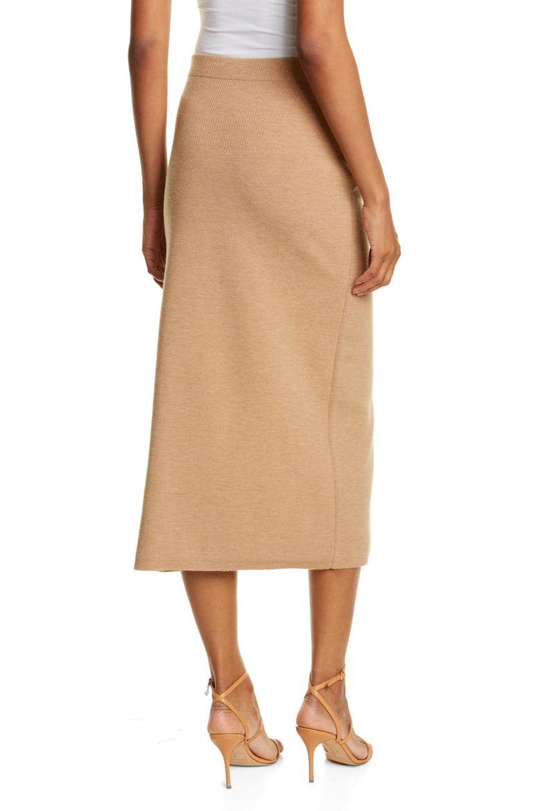 Jara Wool Blend Knit Midi Skirt, Alternate, color, CAMEL