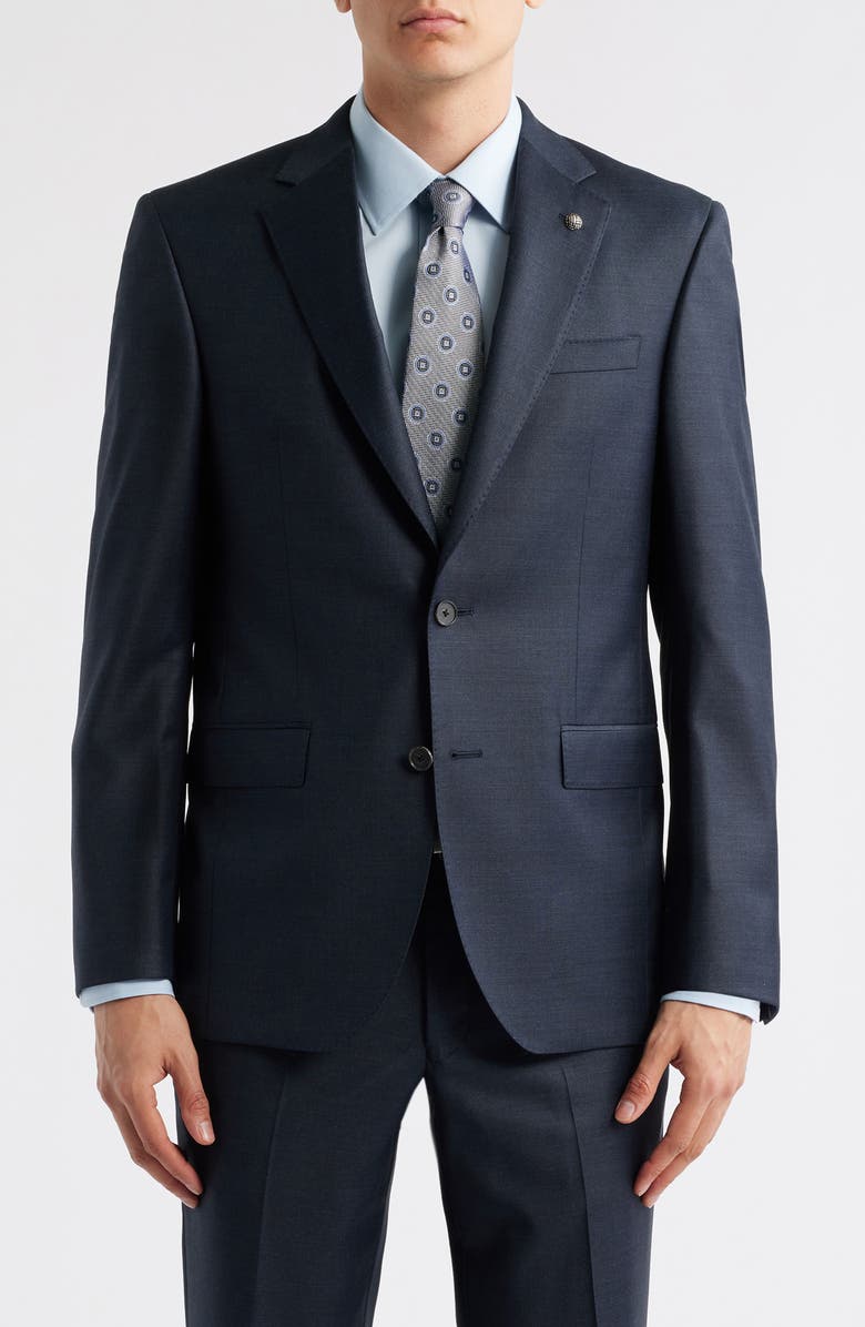 Jack Victor Stacey Trim Fit Solid Navy Stretch Super 110s Suit, Alternate, color, Navy