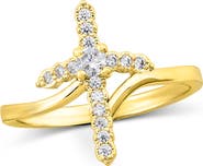 SAVVY CIE JEWELS Pavé Cross Bypass Ring