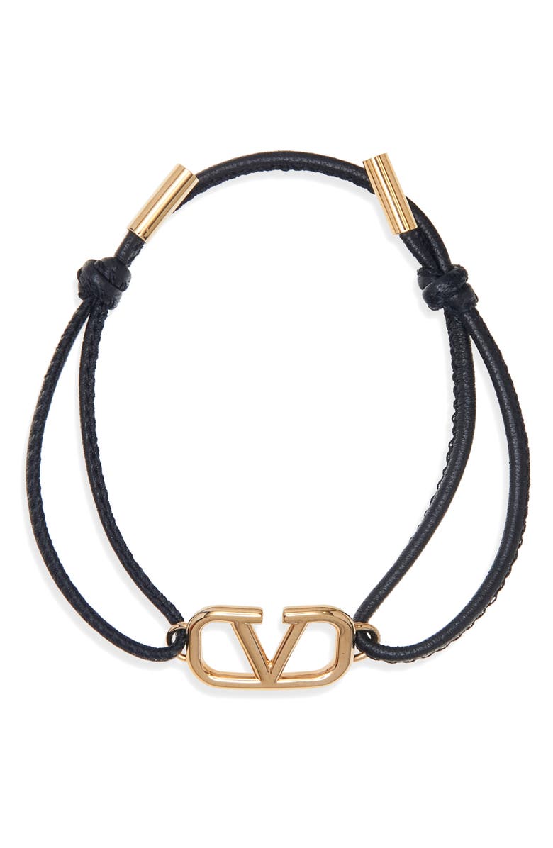 Valentino Garavani Men's VLOGO Leather Slider Bracelet, Alternate, color,