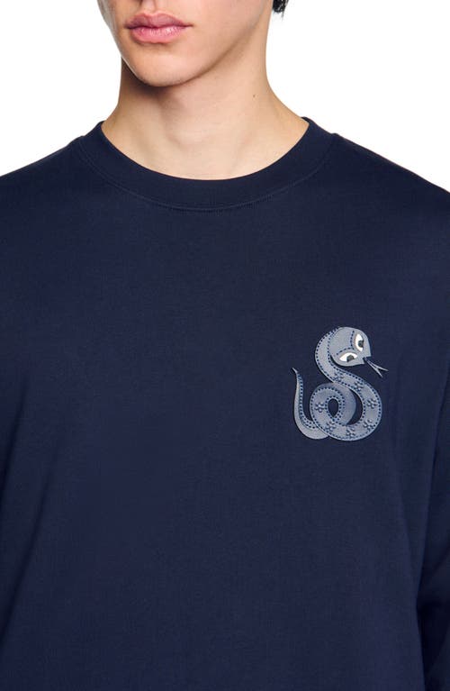 Sandro Sweater With Snake Detail In Midnight Blue