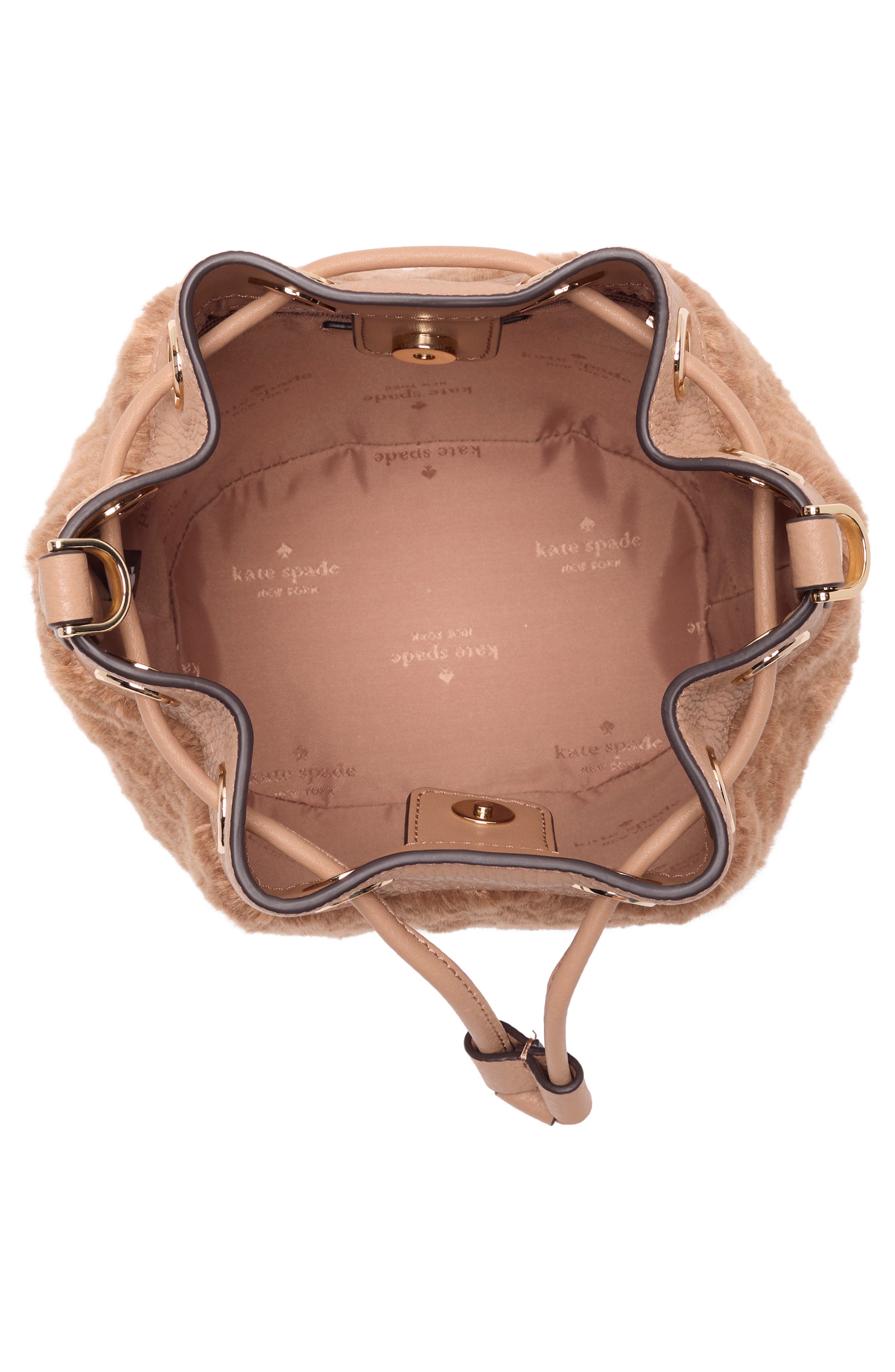 Rosie Faux Fur Small Bucket Bag, Alternate, color, LIGHT FAWN
