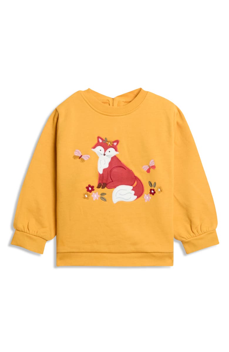 JOJO MAMAN BEBE Fox Cotton Graphic Sweatshirt & Floral Leggings Set, Alternate, color, Mustard