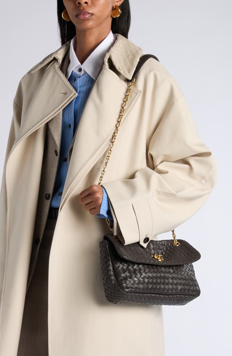 Bottega Veneta Madison Intrecciato Shoulder Bag, Alternate, color, 2009 Espresso-M Brass