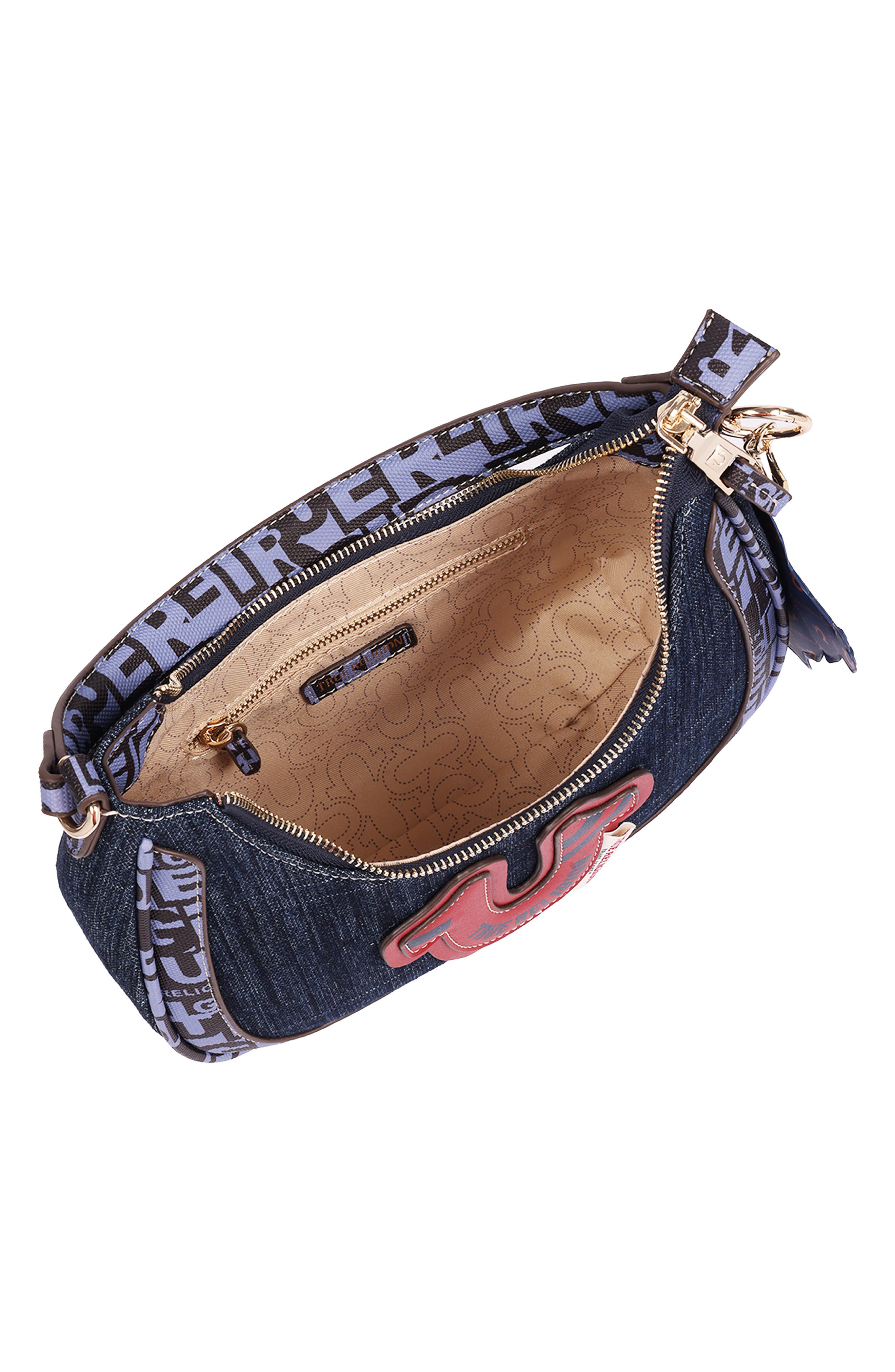 Graphic Trim Denim Hobo Bag, Alternate, color, NAVY