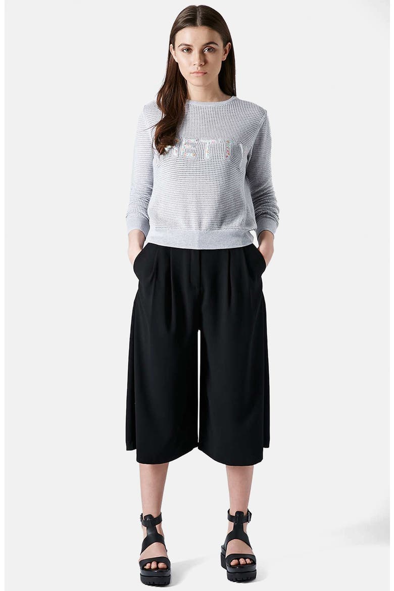 Crepe Gaucho Pants, Alternate, color, BLACK