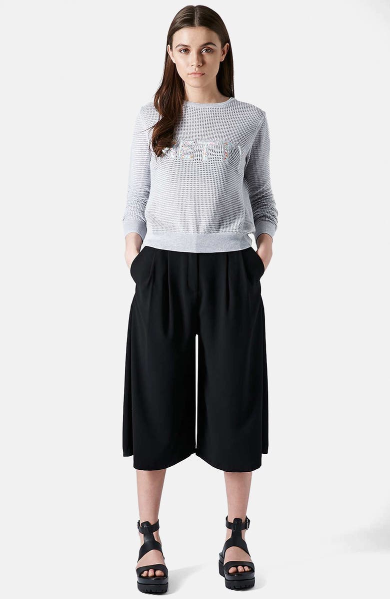 Topshop Crepe Gaucho Pants, Alternate, color, 