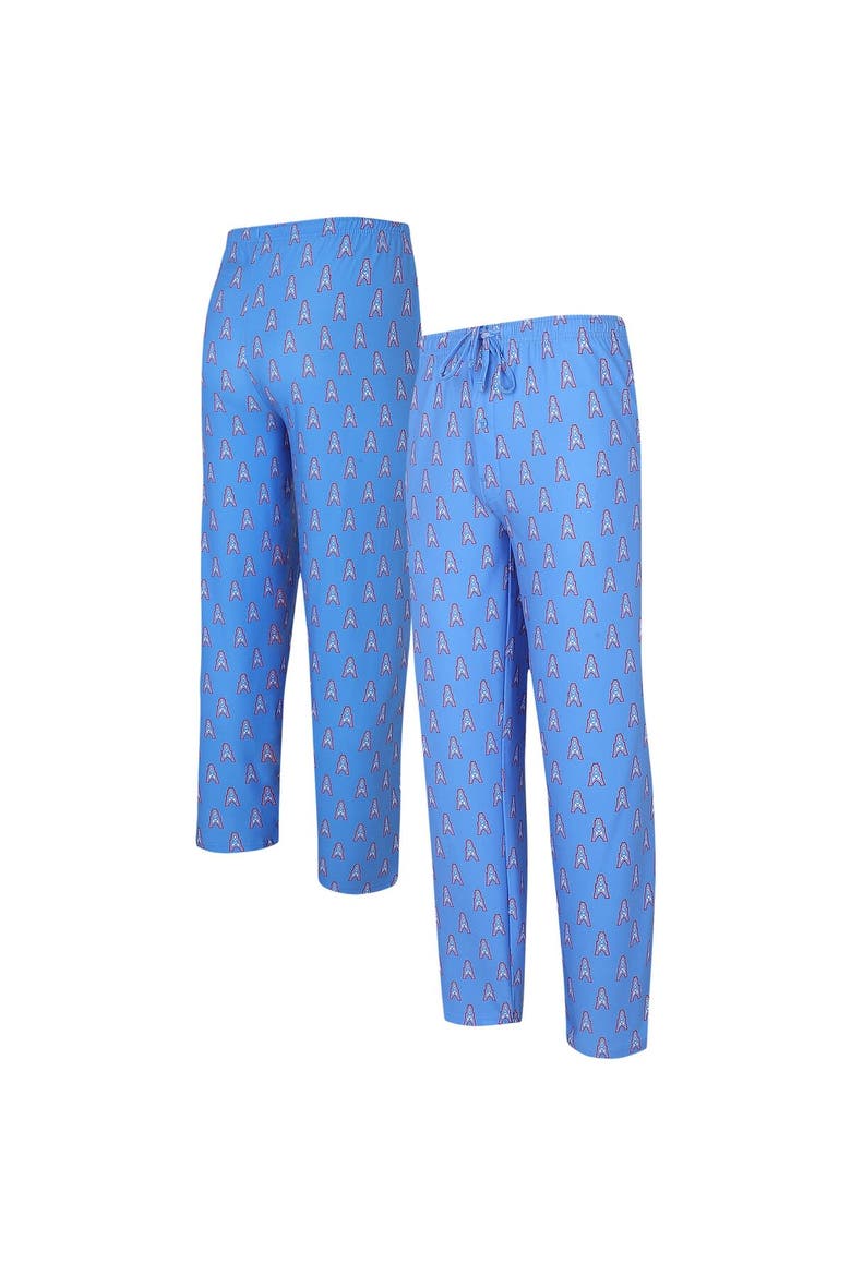 Men's Concepts Sport  Light Blue Houston Oilers Gauge Throwback Allover Print Knit Pants, Alternate, color, Light Blue